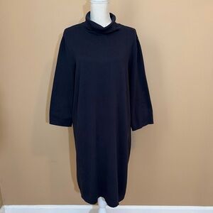J. Jill Dark Navy Blue 3/4 Sleeve Turtle Neck Sweater Dress XL